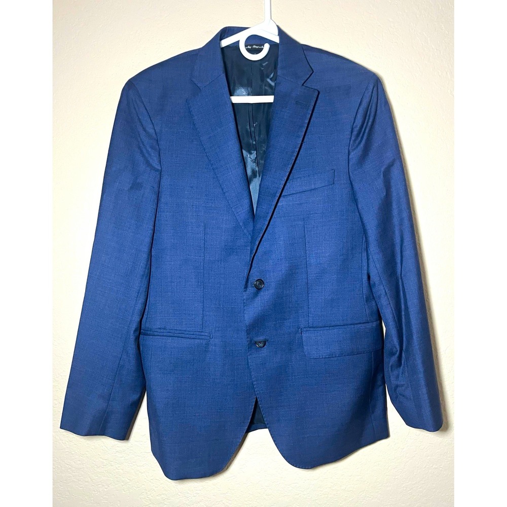Saks Fifth Avenue Blue Solid Wool Twill 2-Piece Suit 38R 2-Button Notch